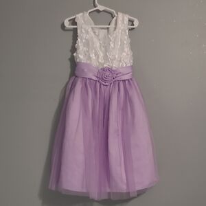 Bonnie Jean Elegant White and Purple Kids Dress Size 7